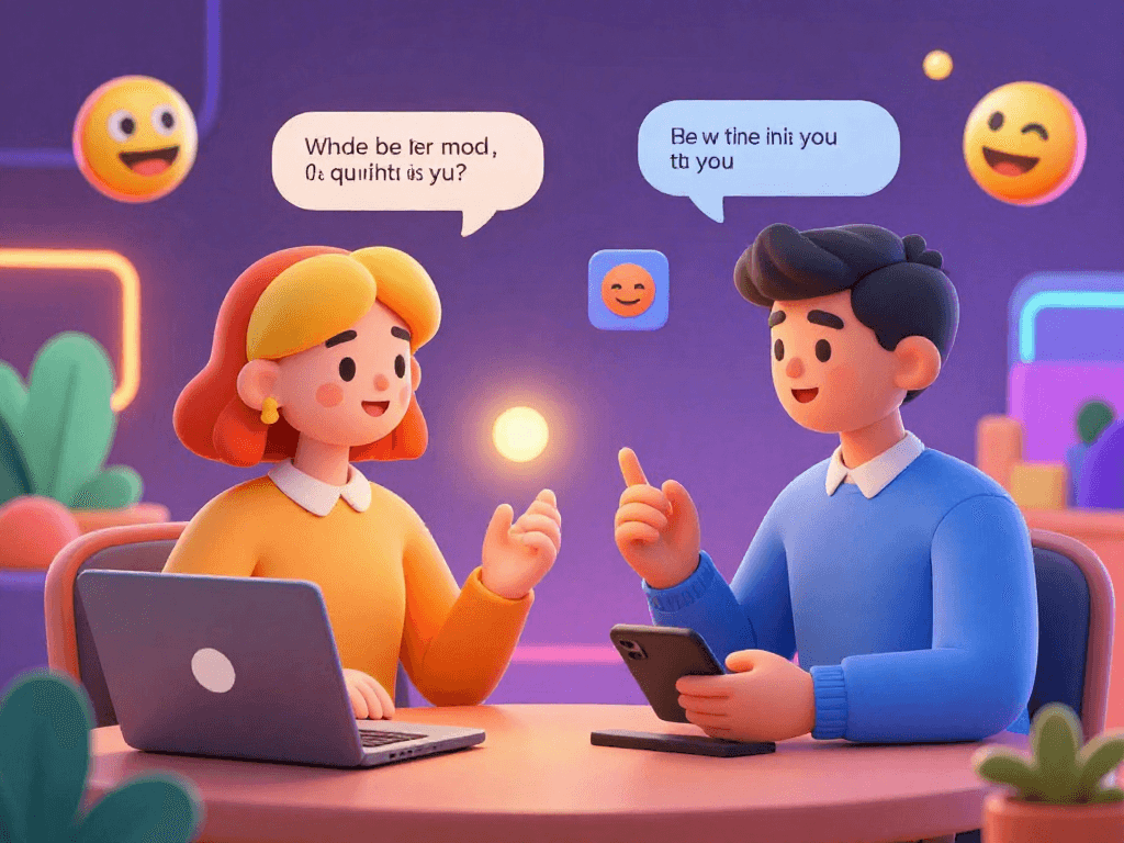Engaging ai porn chat scene with lively avatars in a vibrant virtual space, showcasing playfulness and connection.