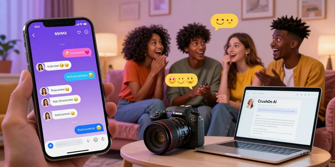 Engaging NSFW AI chat interface with diverse characters in a cozy environment