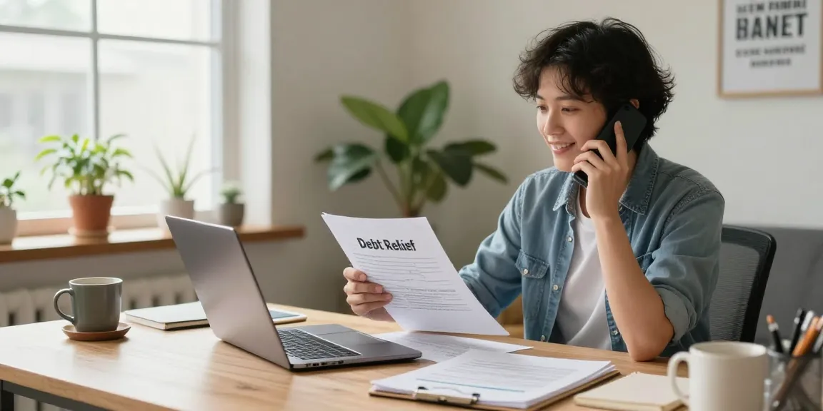 Home office scene depicting debt relief Canada consultation with financial advisor.