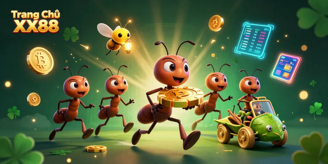 Experience the excitement of Trang Chủ XX88 with a heist of giant golden poker chips in a whimsical 3D scene.