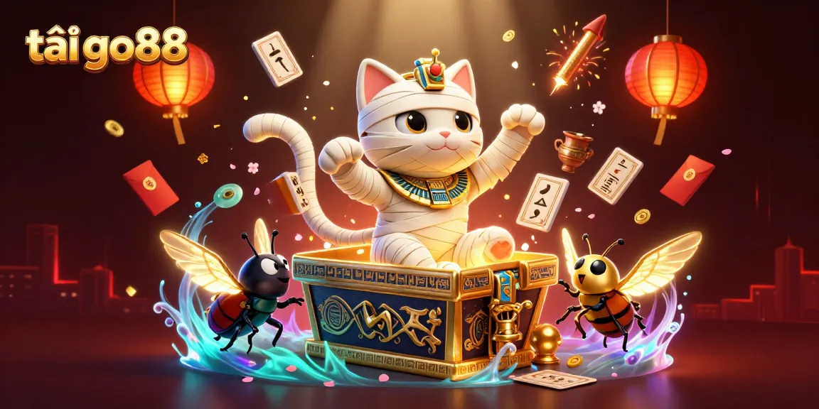 Experience the excitement of tải go88 with the Egyptian mummy cat bursting out of a casino!