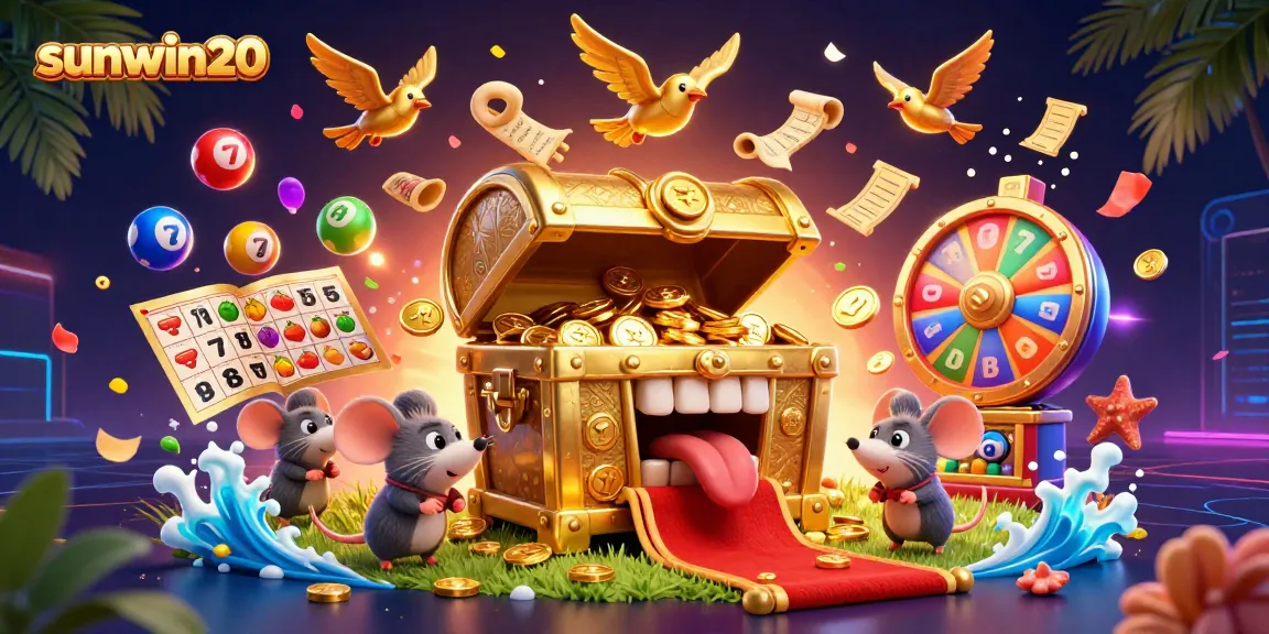 Experience sunwin20's exciting gaming adventure with vibrant slot reels and dynamic lottery action.